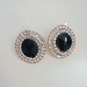 Vantige Elegant Black and Silver Crystal Earrings #Amimi